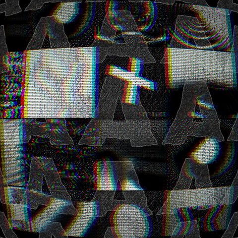A grey letter glitched apart