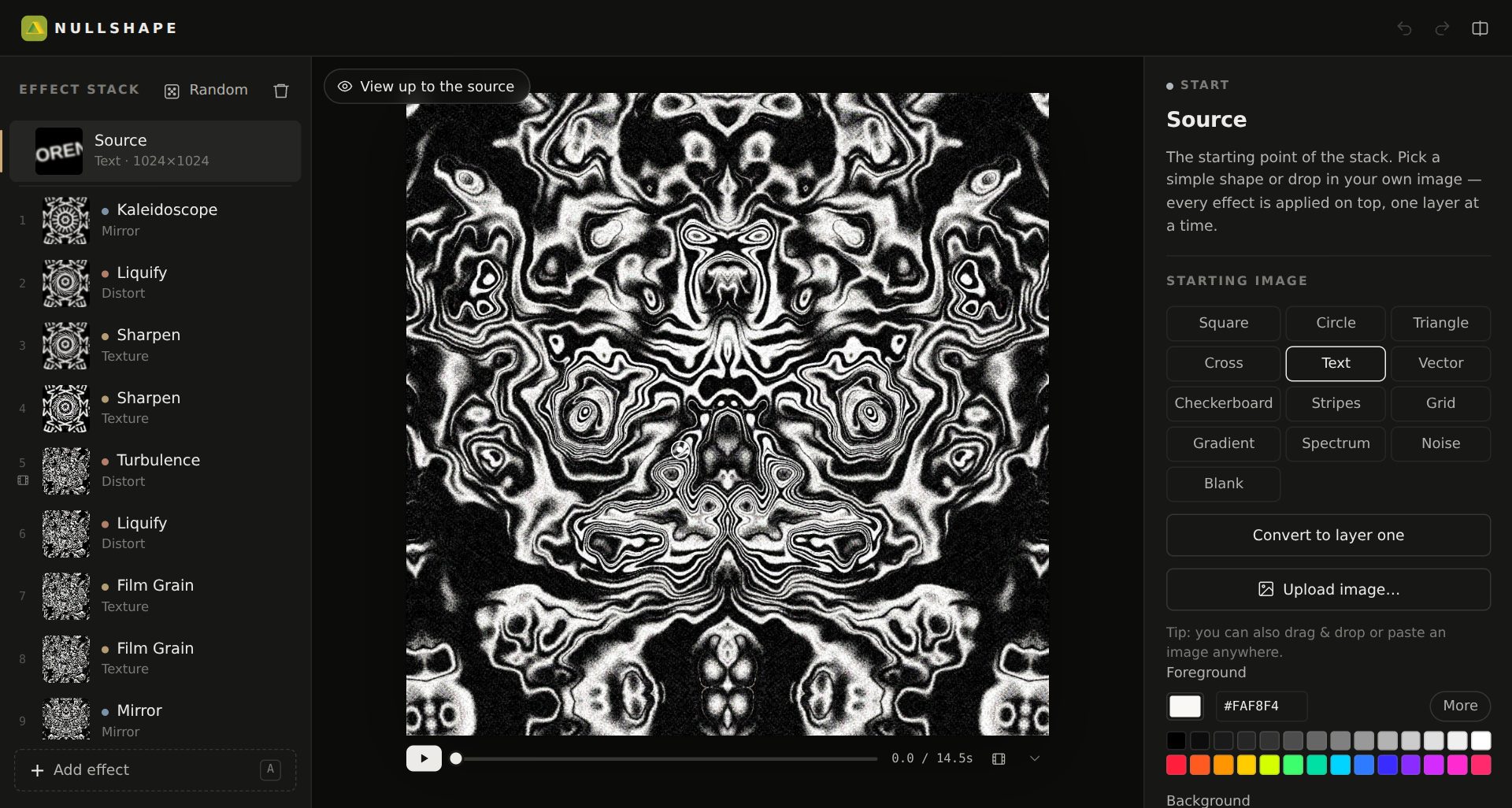 A piece open in Nullshape