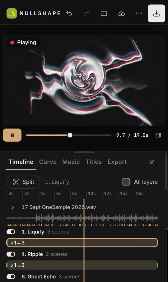 The movie timeline on a phone